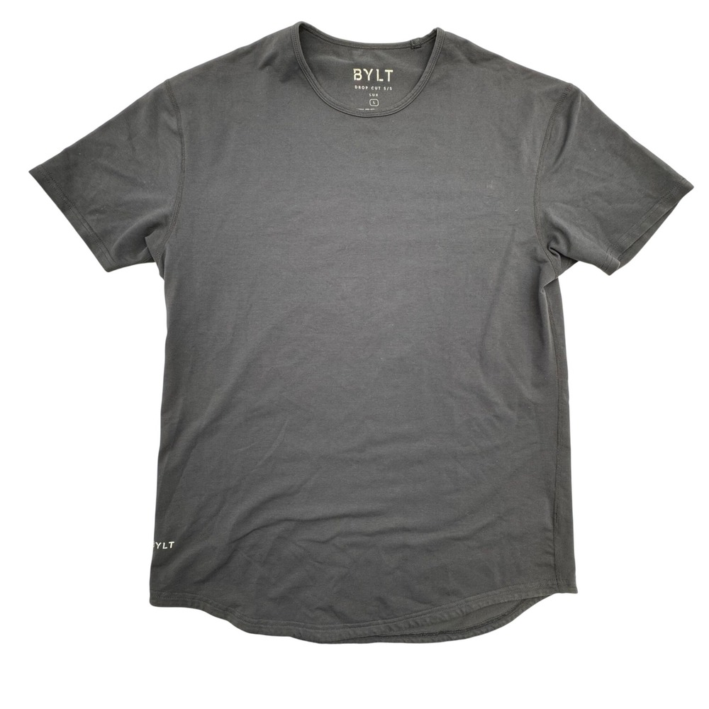 BYLT Basics Lux Drop-Cut Short Sleeve T-Shirt Gray Men's Size‎ Large